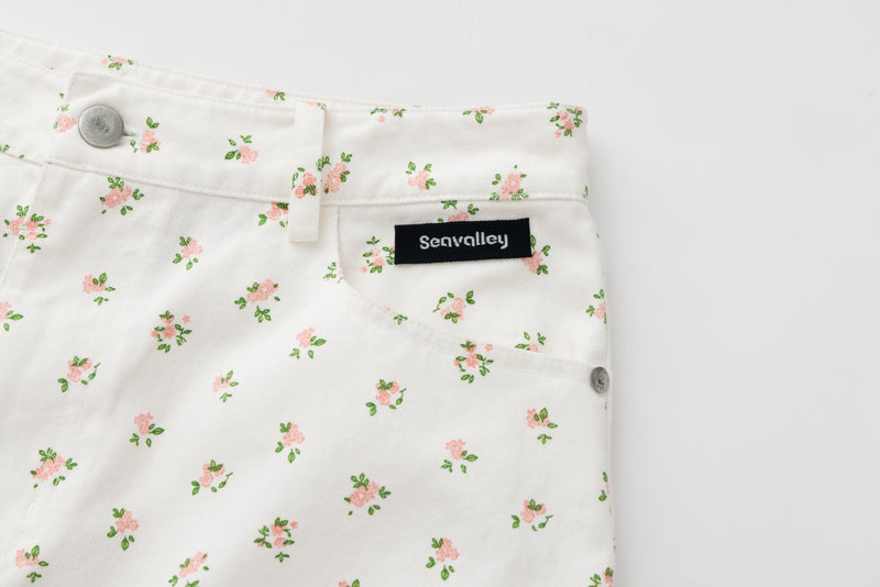 SEA FLORAL DENIM TROUSERS