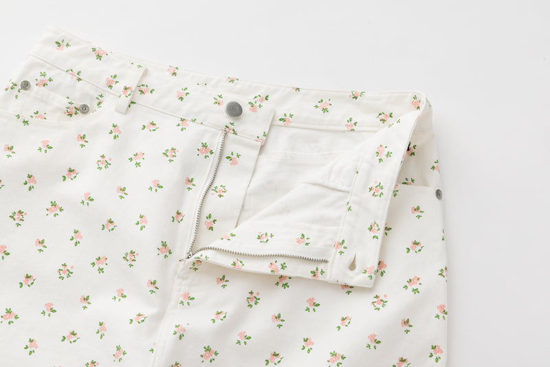 SEA FLORAL DENIM TROUSERS