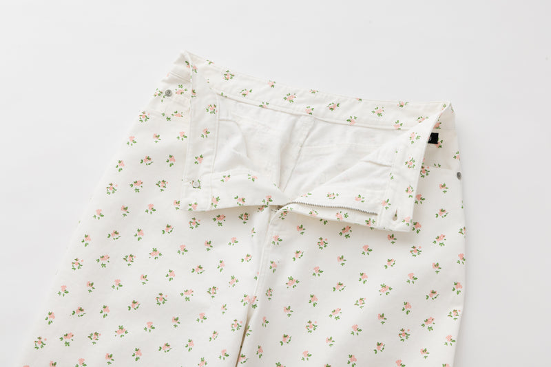 SEA FLORAL DENIM TROUSERS