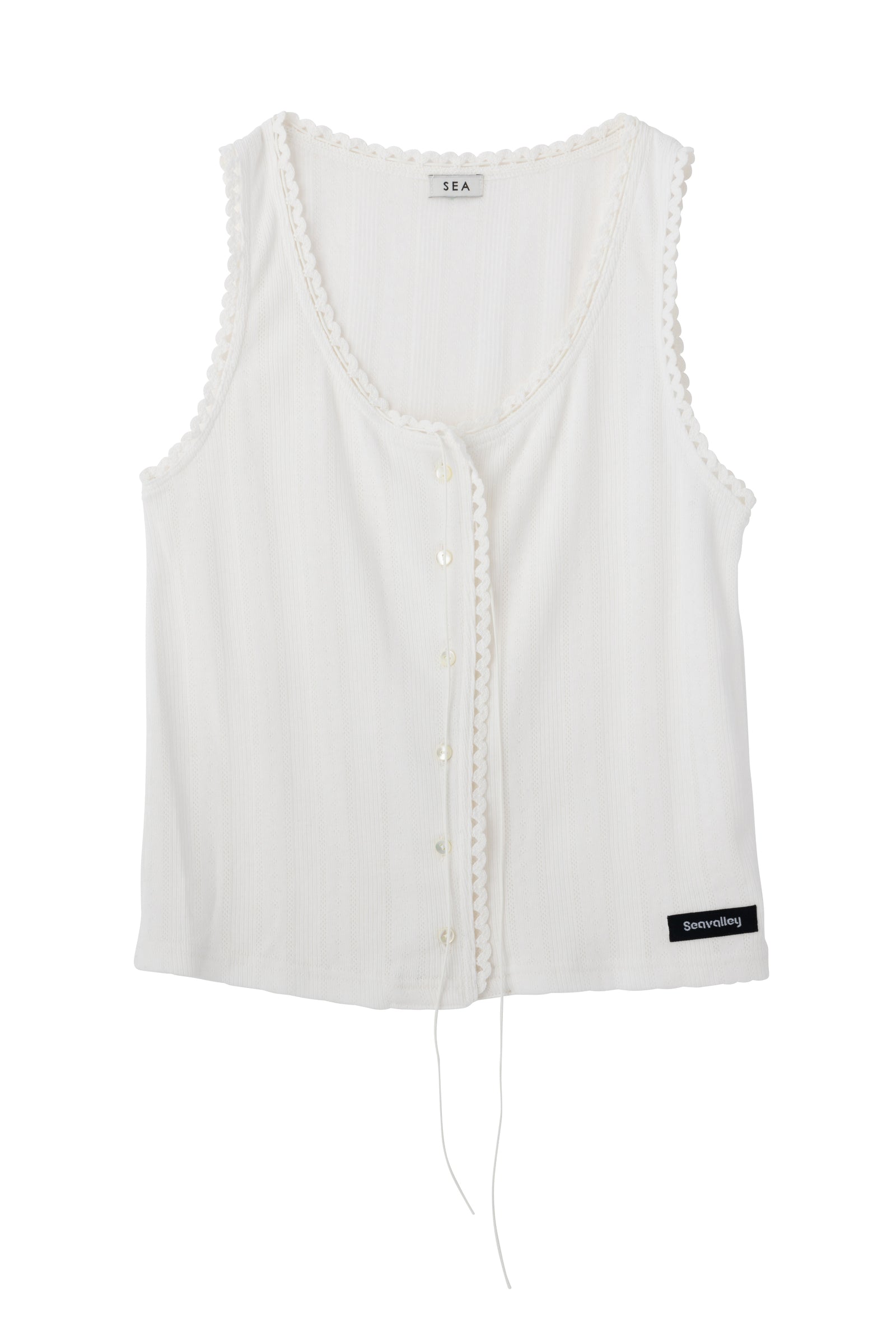 SEA EYELET RIBBED SLEEVELESS CARDIGAN