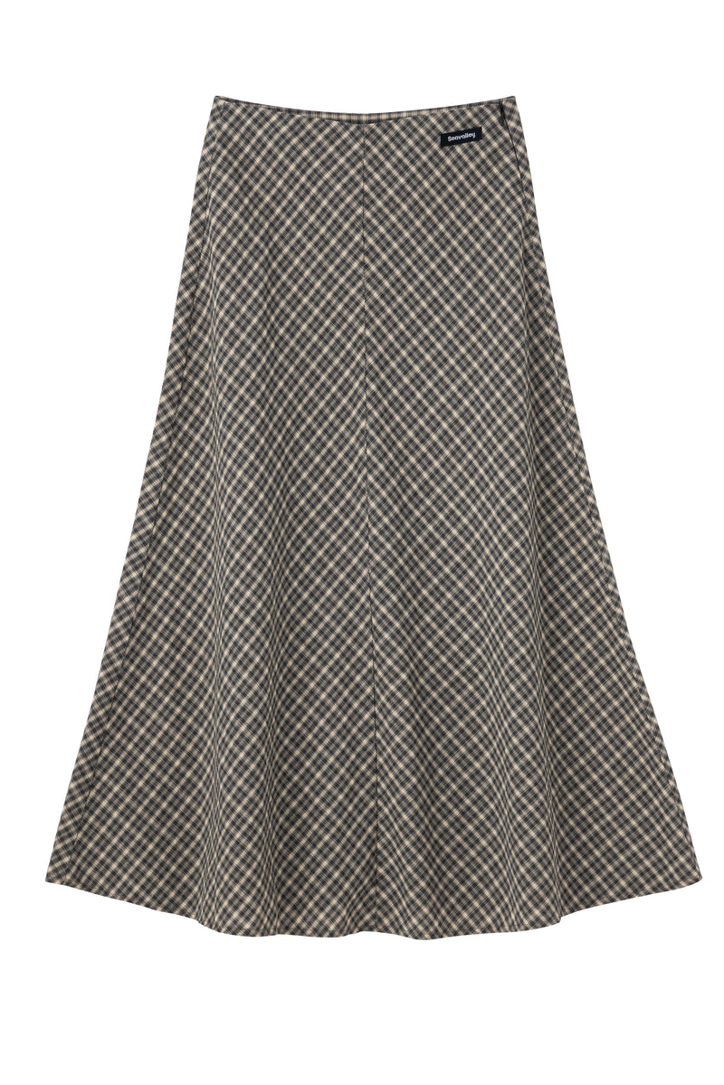 SEA CLASSIC CHECK BIAS FLARE SKIRT