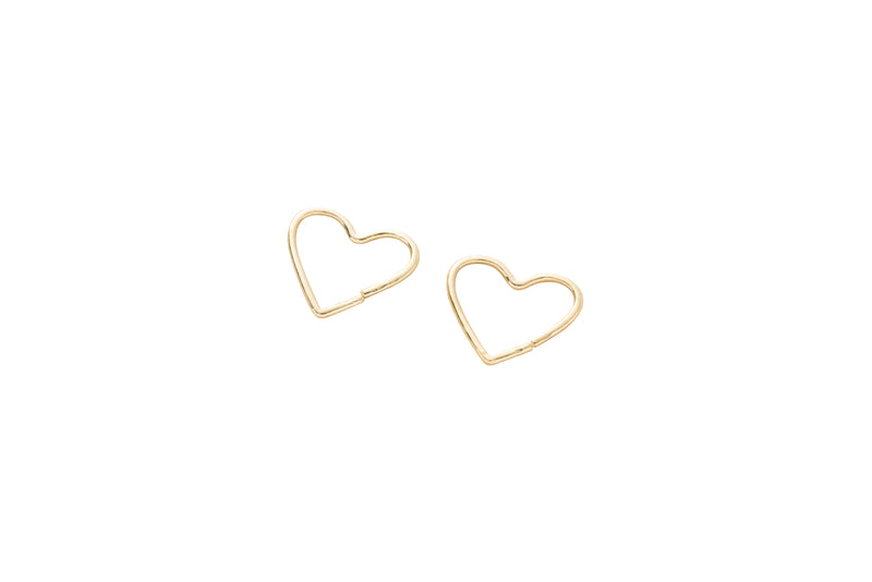 SEA 14K HEART HOOP EARRINGS
