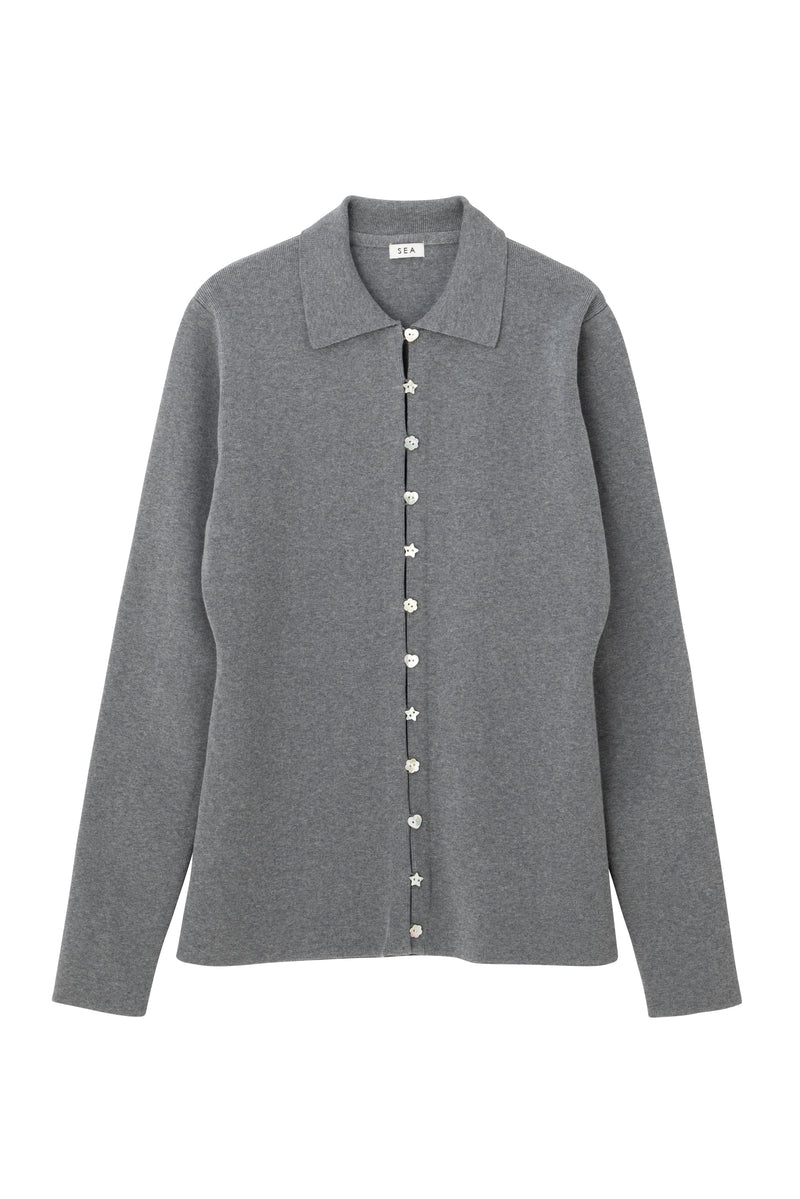 もえ sea コットンハンドニット SEA COTTON KNIT SHIRT CARDIGAN