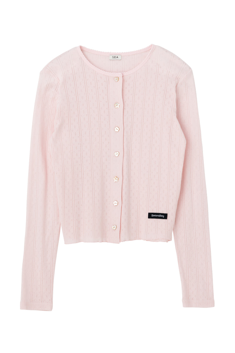 SEA ホワイト カーディガン SEA EYELET FRAISE CARDIGAN