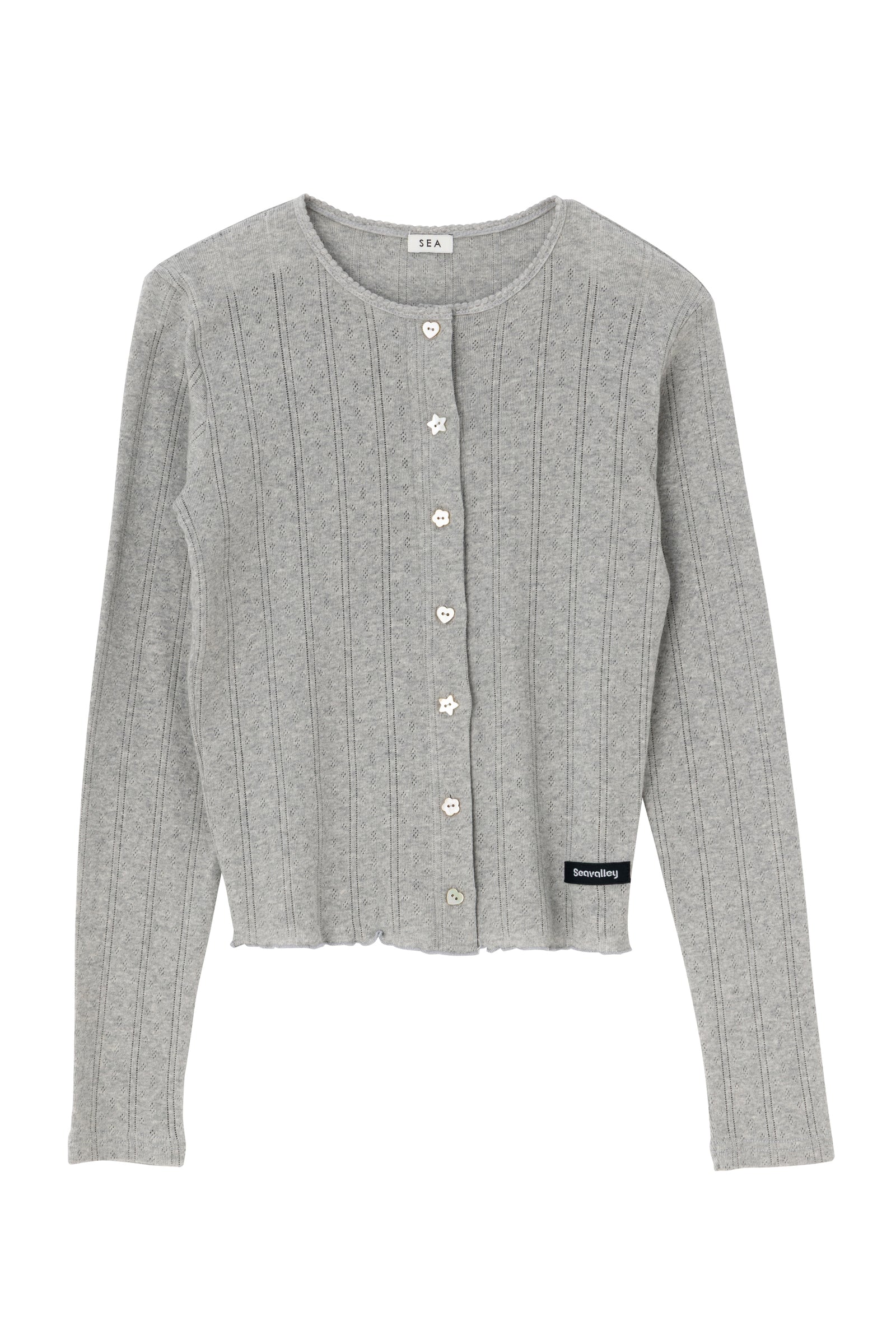 SEA ホワイト カーディガン SEA EYELET FRAISE CARDIGAN