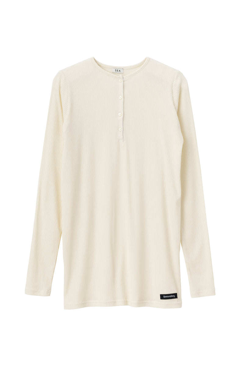 SEA SHEER RIBBED HENLEY L/S TEE