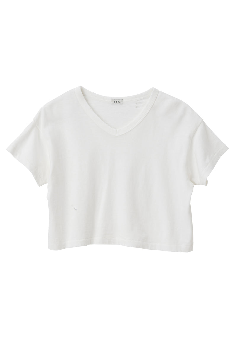 SEA - SEA VINTAGE "88" RIPPED SHORT TEE Tシャツ　白 SEA VINTAGE V-NECK DAMAGE 88 SHORT TEE