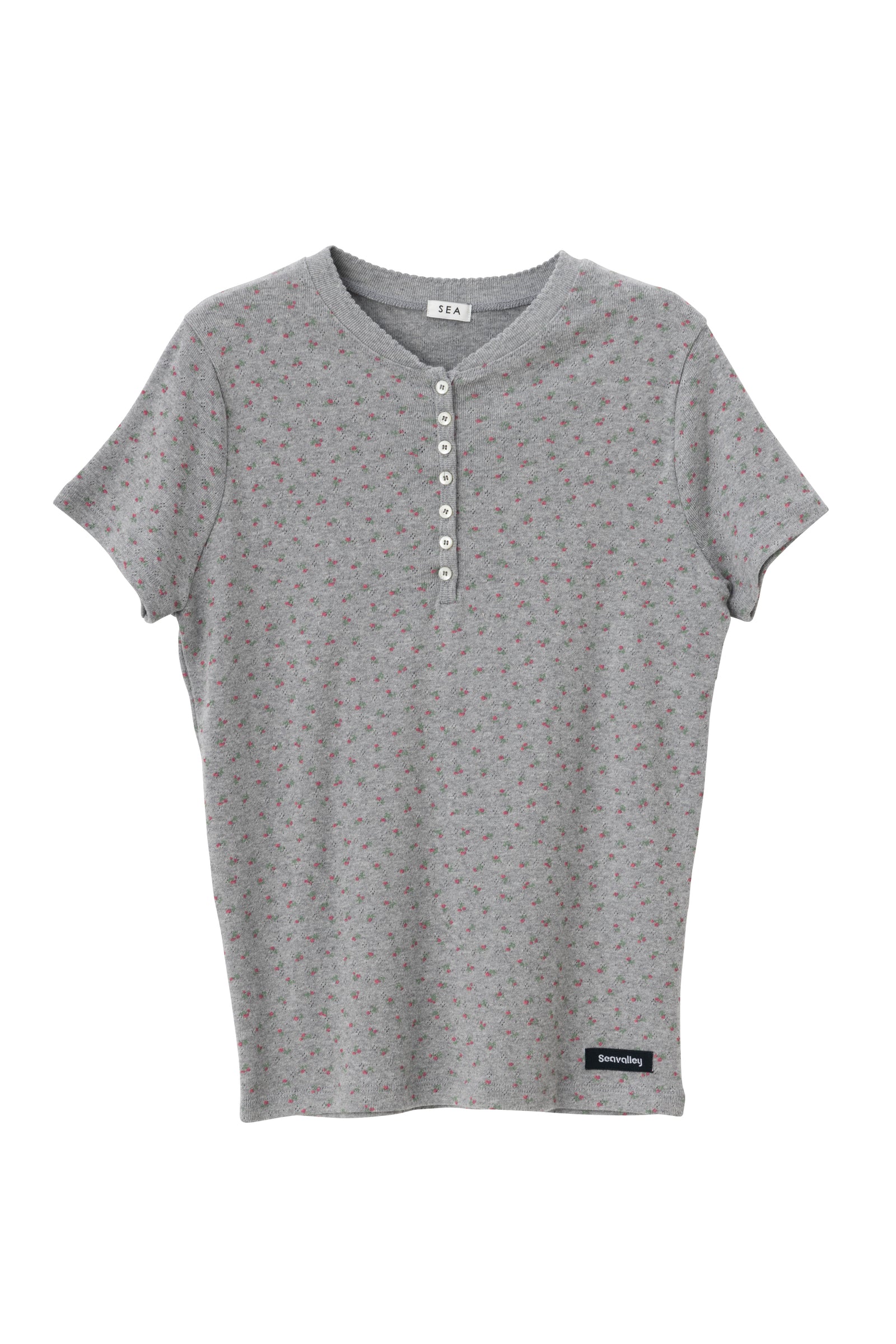 トップス SEA FLORAL EYELET RIBBED HENLEY NECK TEE SEA FLORAL EYELET HENLEY-NECK H/S TEE
