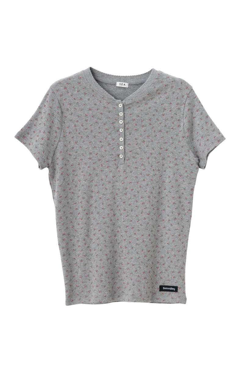 トップス SEA FLORAL EYELET RIBBED HENLEY NECK TEE SEA FLORAL EYELET HENLEY-NECK H/S TEE