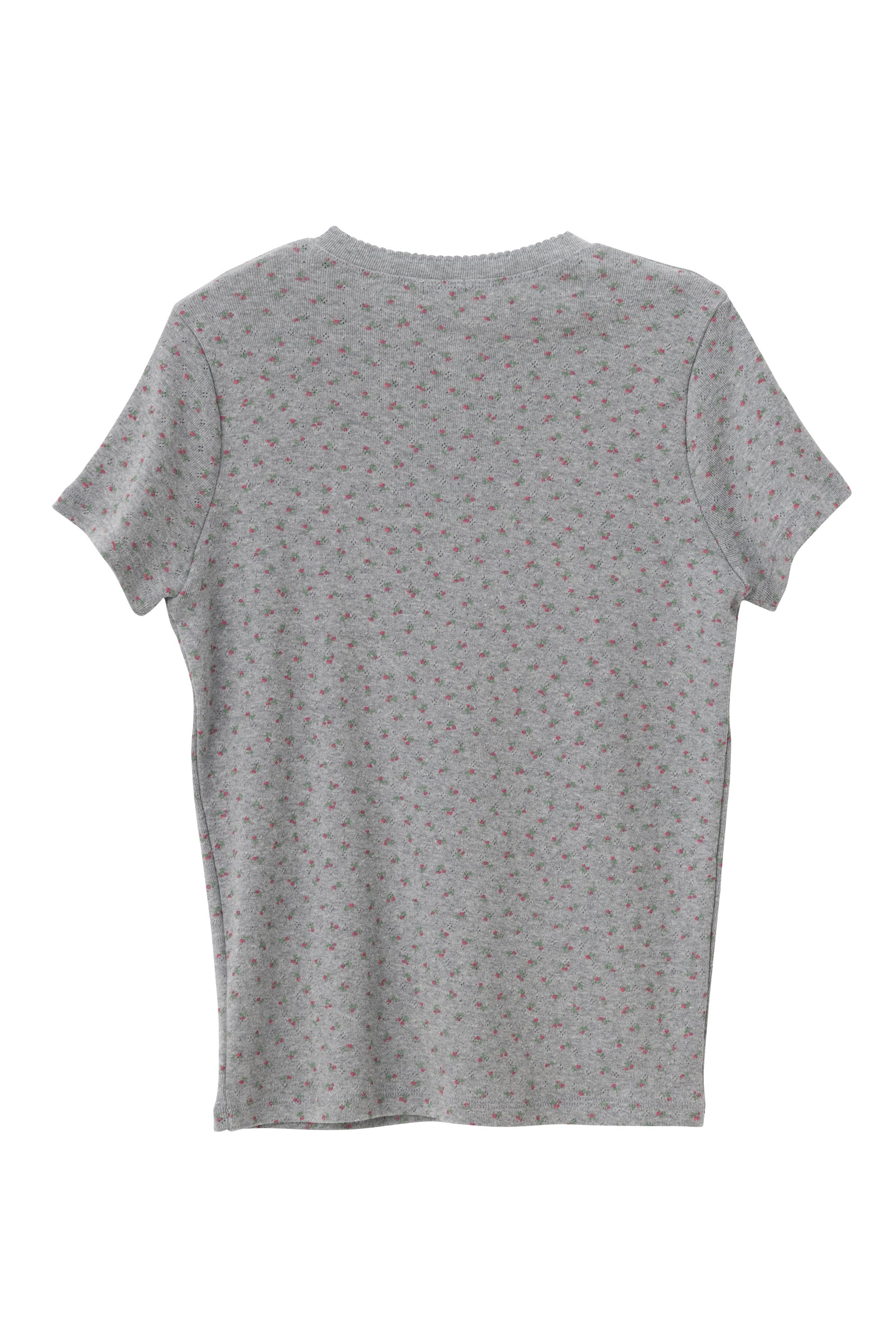 SEA FLORAL EYELET HENLEY-NECK H/S TEE