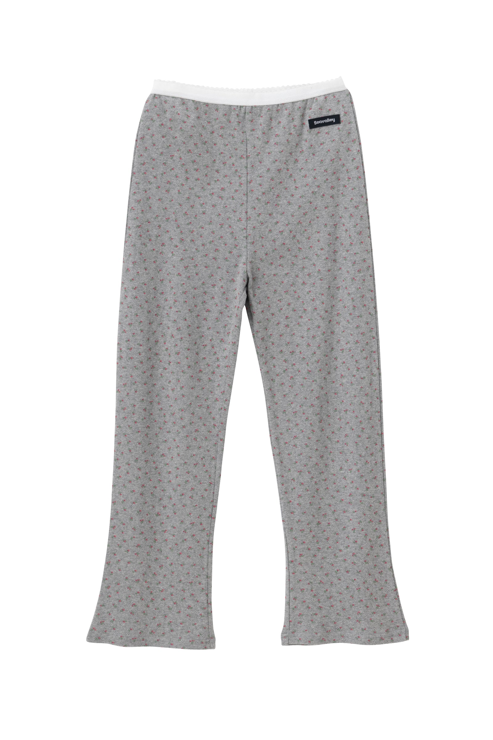 SEA FLORAL EYELET FLARE PANTS