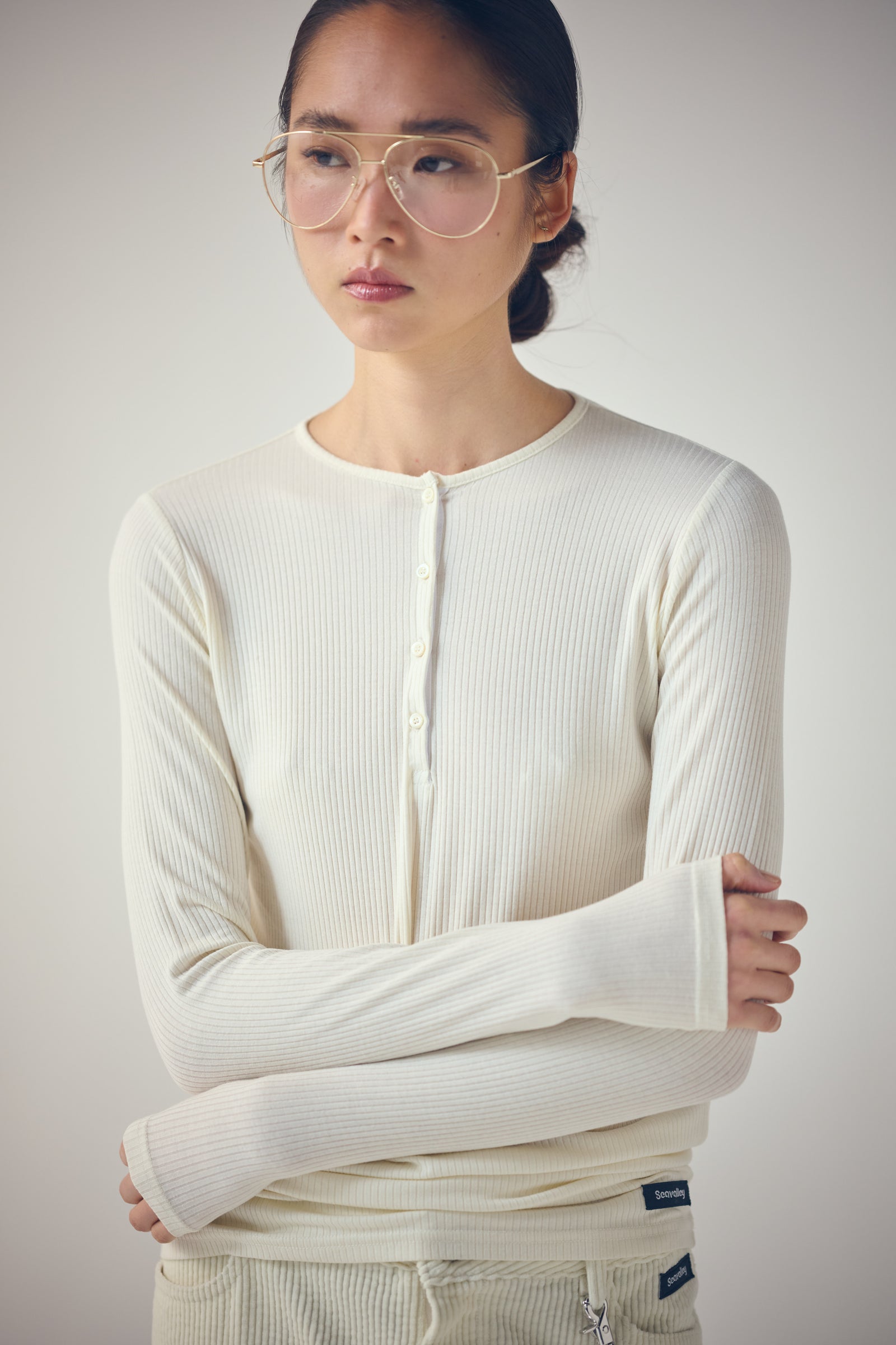 SEA SHEER RIBBED HENLEY L/S TEE