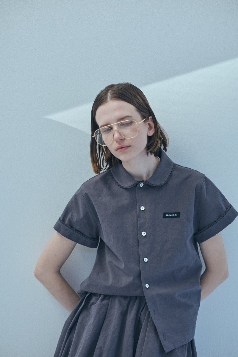[PRE ORDER] SEA COTTON LINEN ROUND COLLAR SHORT SLEEVE SHIRT