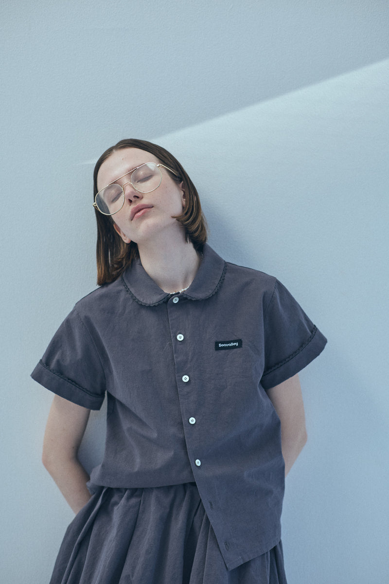 [PRE ORDER] SEA COTTON LINEN ROUND COLLAR SHORT SLEEVE SHIRT