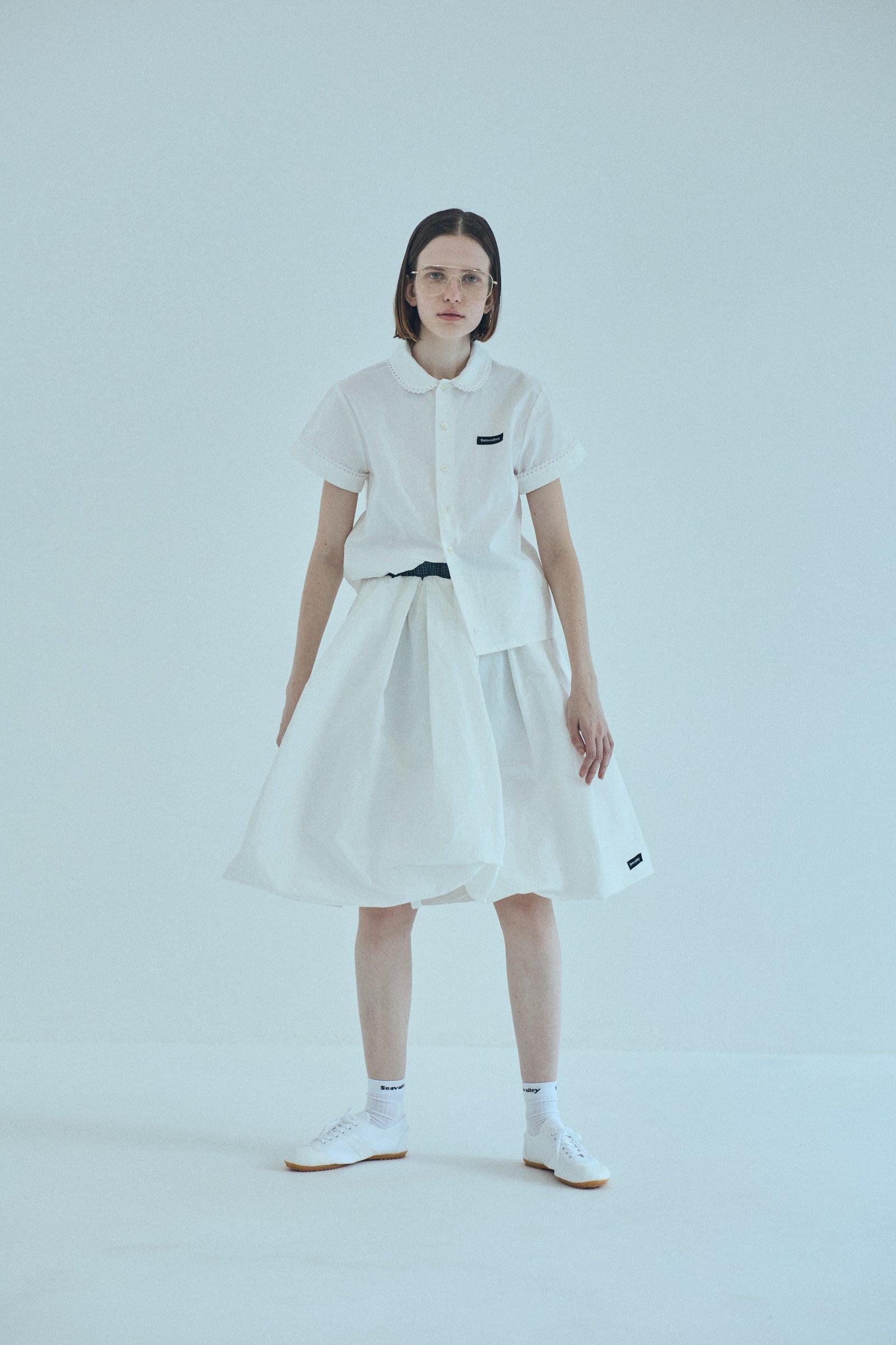 SEA COTTON LINEN ROUND COLLAR SHORT SLEEVE SHIRT