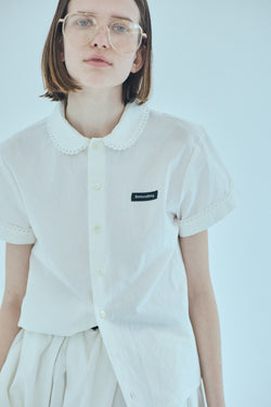 [PRE ORDER] SEA COTTON LINEN ROUND COLLAR SHORT SLEEVE SHIRT