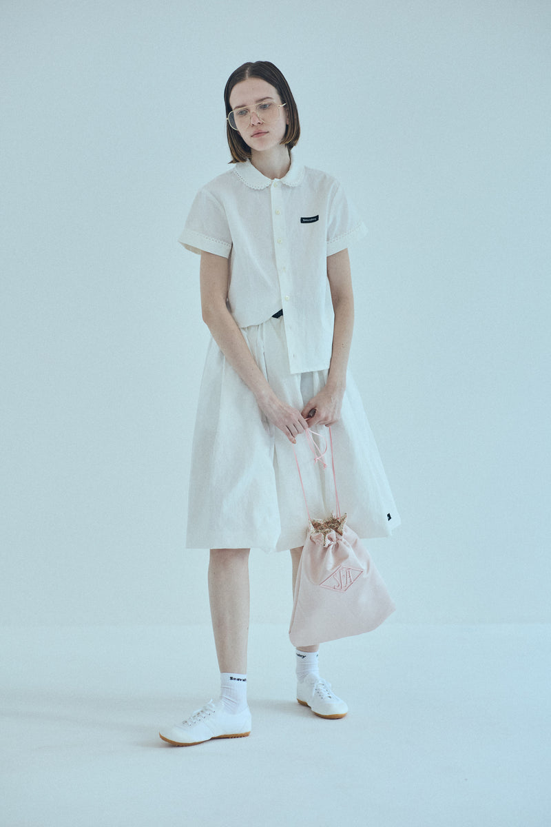 [PRE ORDER] SEA COTTON LINEN ROUND COLLAR SHORT SLEEVE SHIRT
