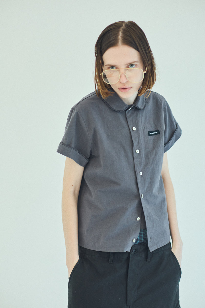 [PRE ORDER] SEA COTTON LINEN ROUND COLLAR SHORT SLEEVE SHIRT