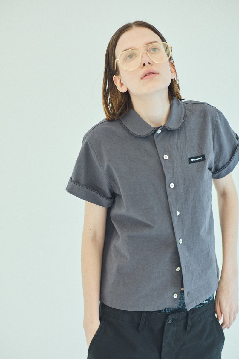 [PRE ORDER] SEA COTTON LINEN ROUND COLLAR SHORT SLEEVE SHIRT