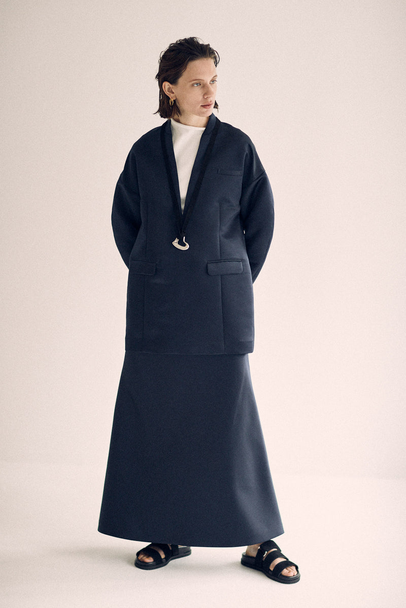 SEA CIRCULAR RIB ASYMMETRY NECK TOP