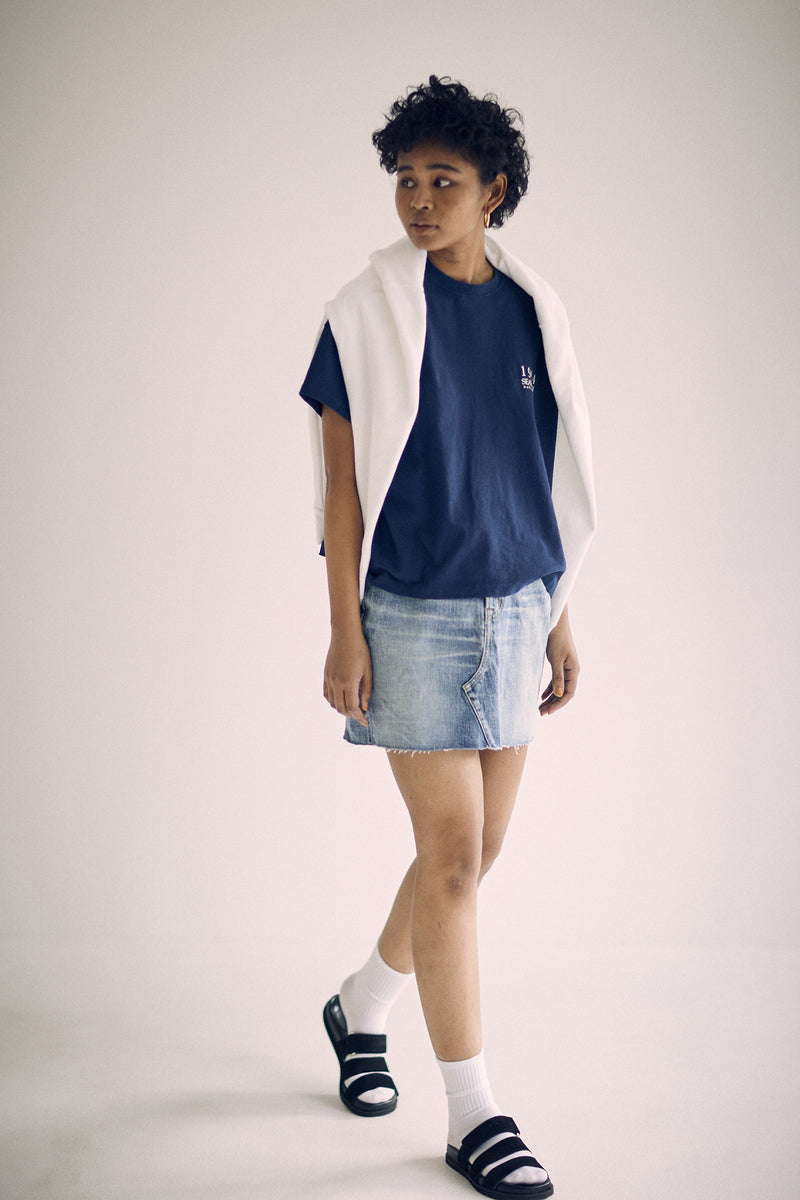 [SAMPLE SALE] SEA VINTAGE FRAYED DENIM MINI SKIRT