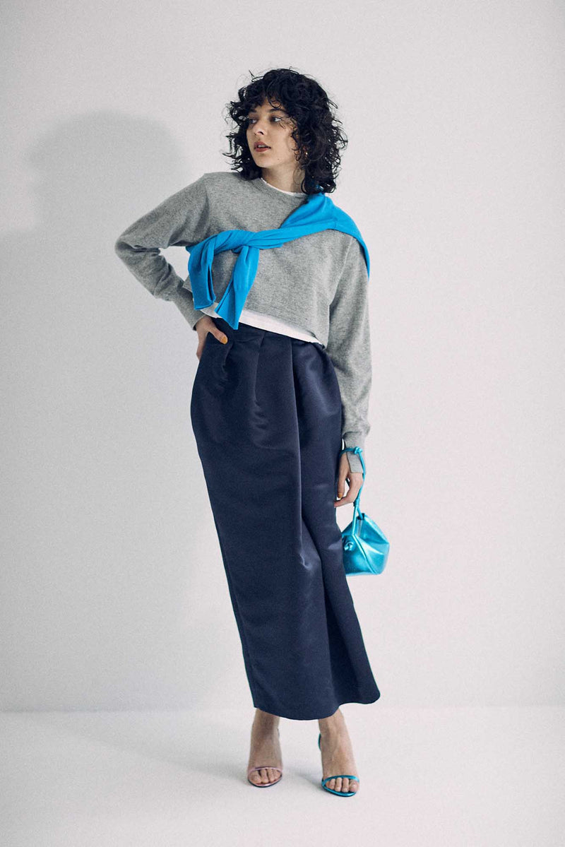 SEA HEAVY SATIN “ORIGAMI” SKIRT