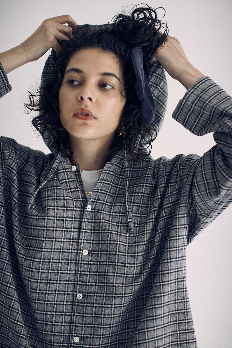 SEA CHECK 90’s FLANNEL HOODIE (UNISEX)