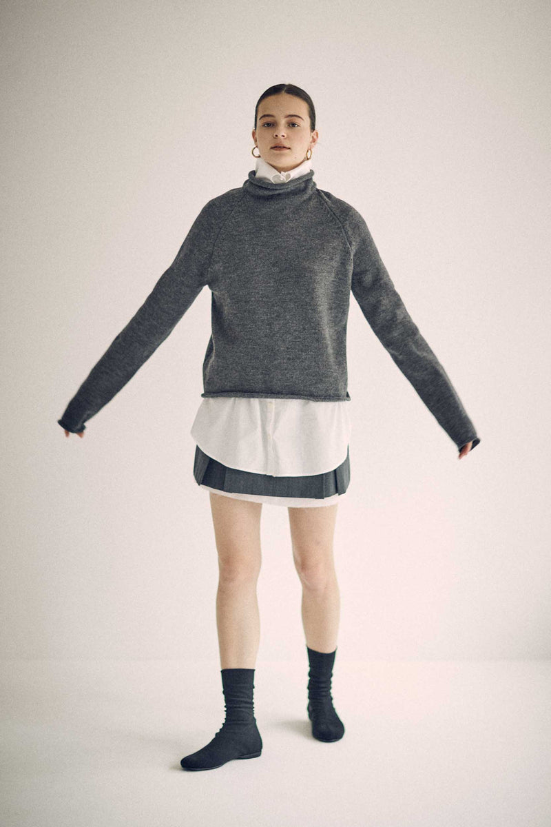 SEA SERGE OVERLYING BOX PLEATS MINI SKIRT