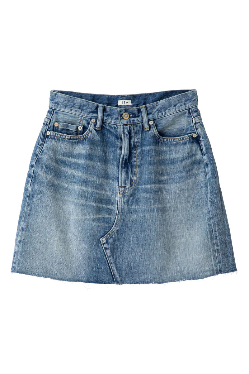 [SAMPLE SALE] SEA VINTAGE FRAYED DENIM MINI SKIRT