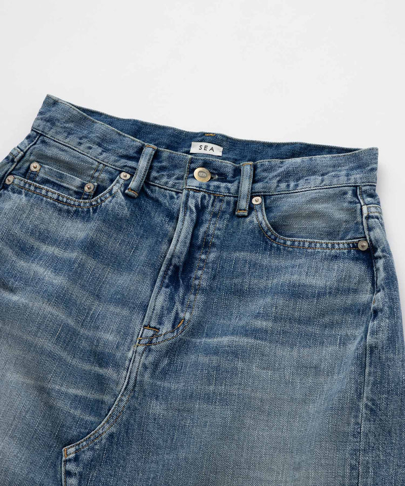[SAMPLE SALE] SEA VINTAGE FRAYED DENIM MINI SKIRT