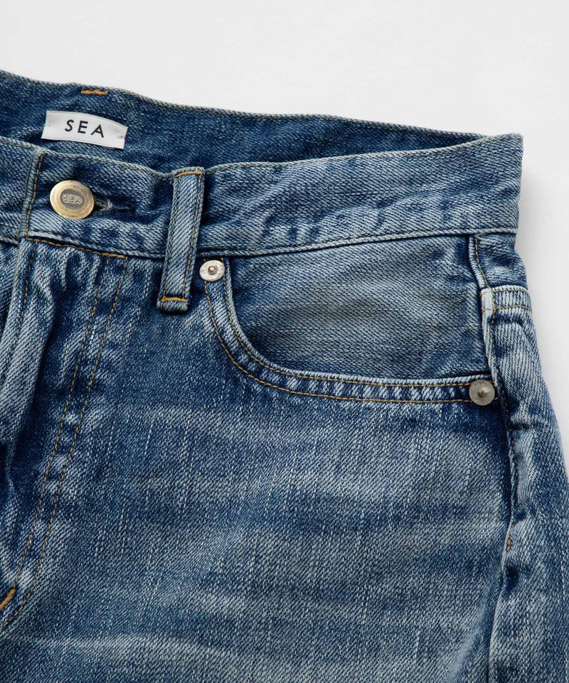 [SAMPLE SALE] SEA VINTAGE FRAYED DENIM MINI SKIRT
