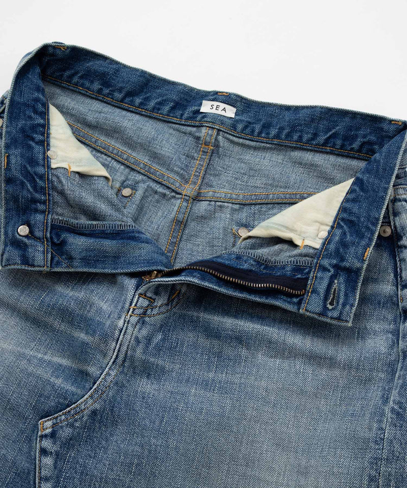 [SAMPLE SALE] SEA VINTAGE FRAYED DENIM MINI SKIRT