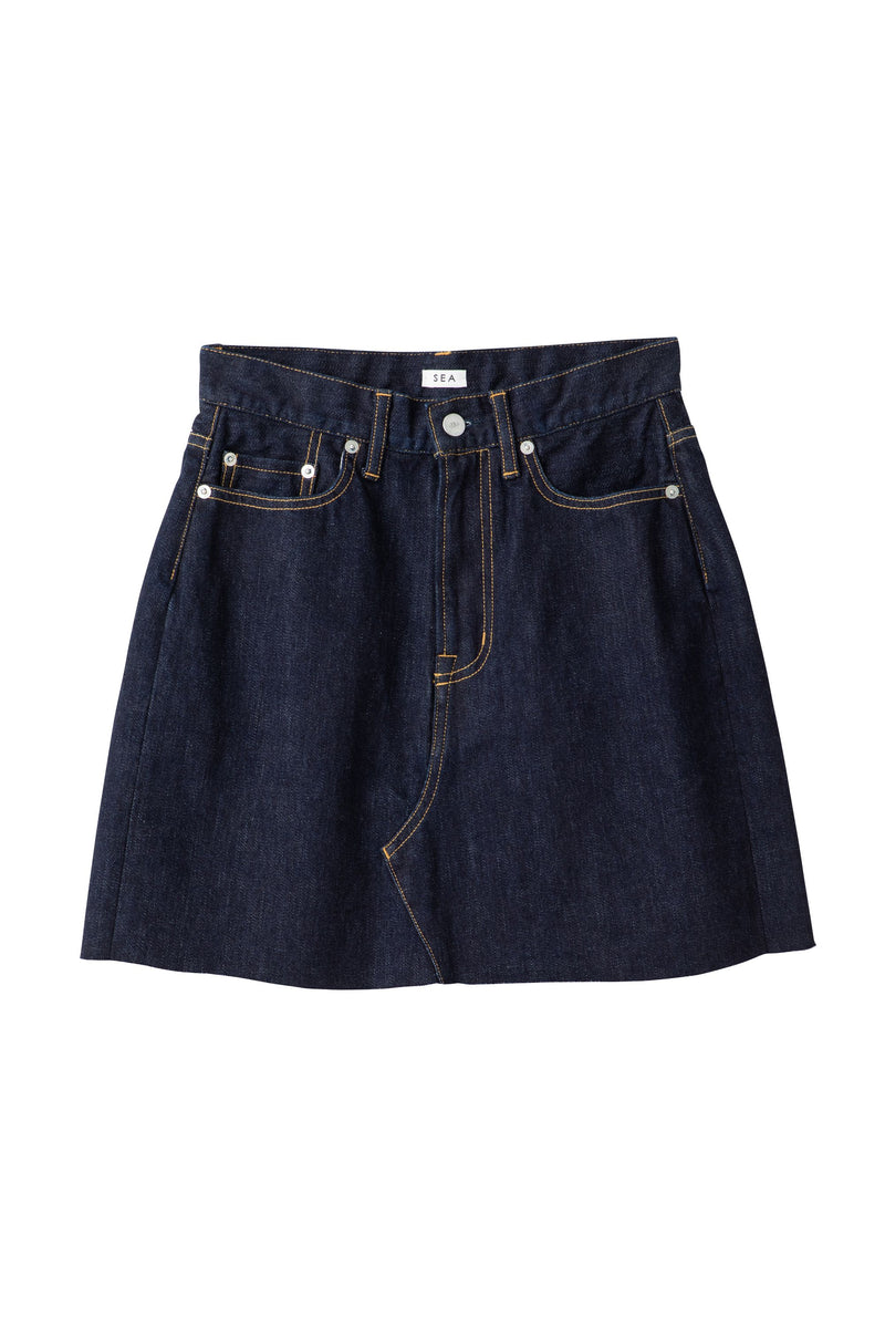 [SAMPLE SALE] SEA VINTAGE FRAYED DENIM MINI SKIRT