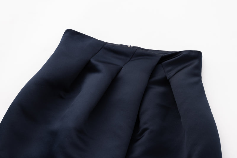 タグ付きSEA HEAVY SATIN ORIGAMI SKIRT navy 1 | www ...