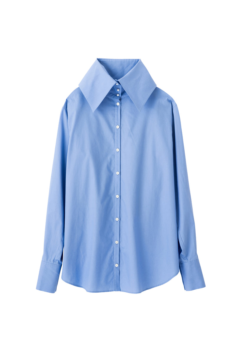 SEA BROADCLOTH BIG COLLAR PEARL SHIRT