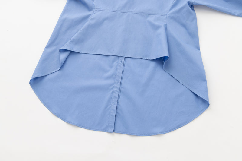 SEA BROADCLOTH BIG COLLAR PEARL SHIRT