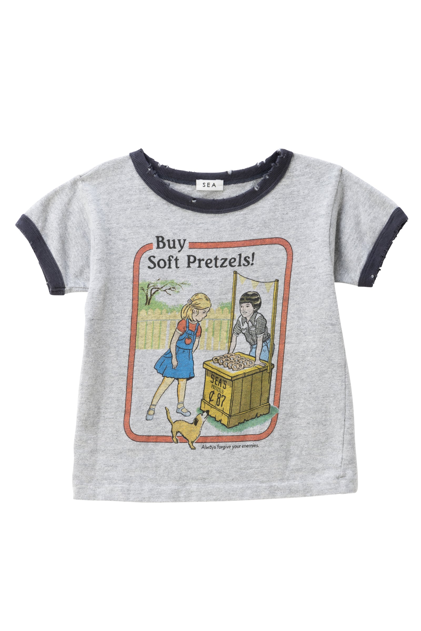 SEA CHIBI VINTAGE PRETZELS RINGER TEE